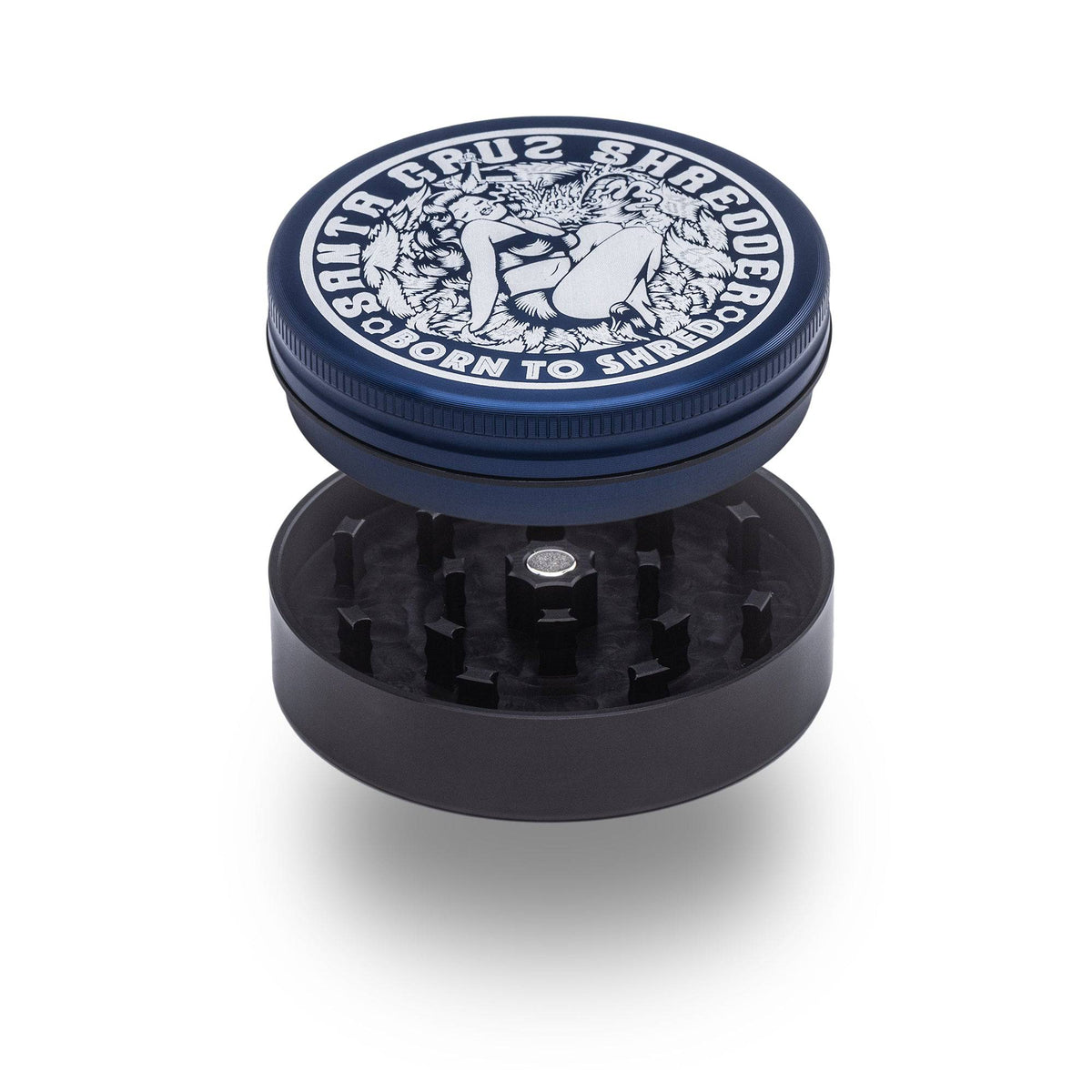 Aluminum 2 Piece Large &quot;Pin Up&quot; Grinders blue