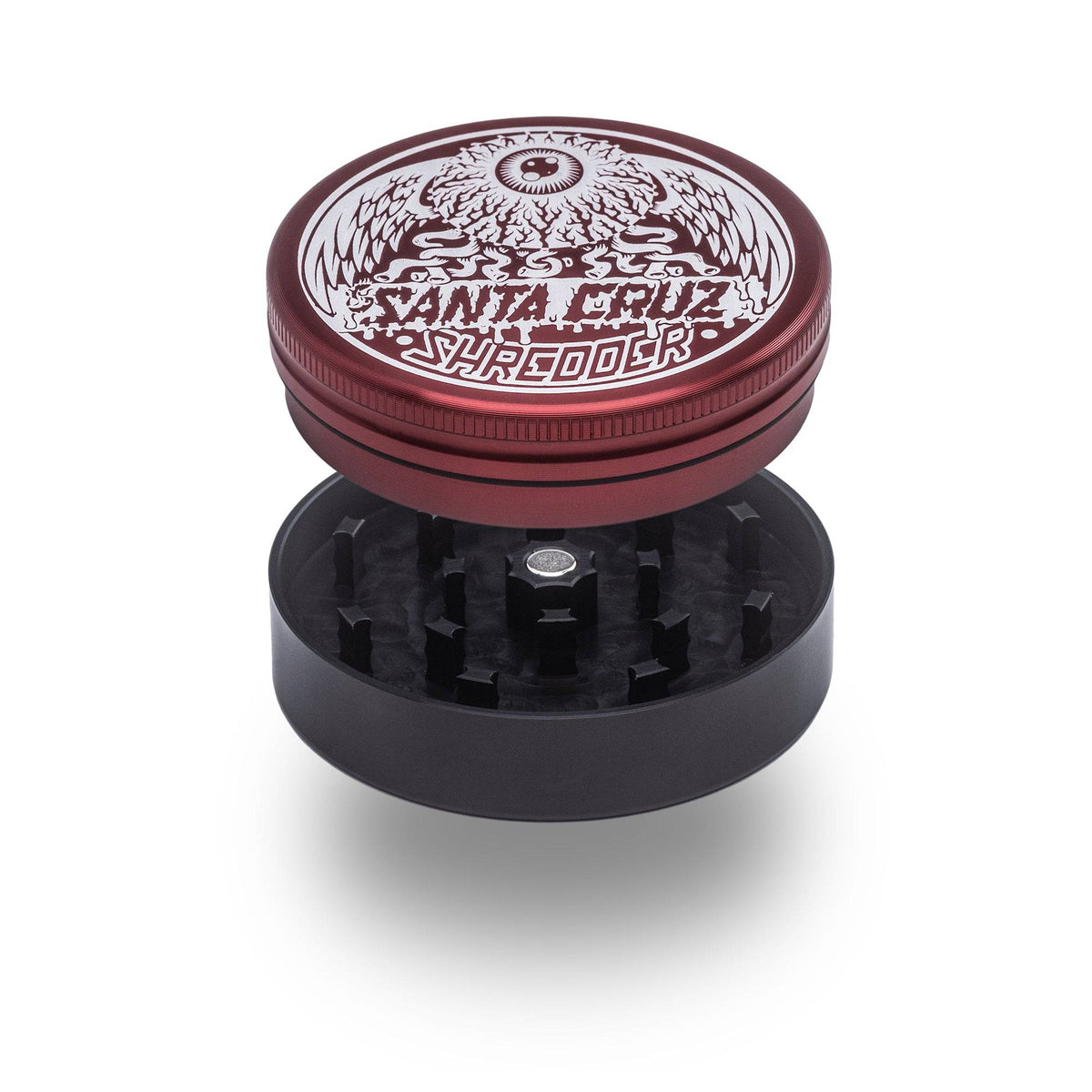 Aluminum 2 Piece Large &quot;Flying Eyeball&quot; Grinder Red