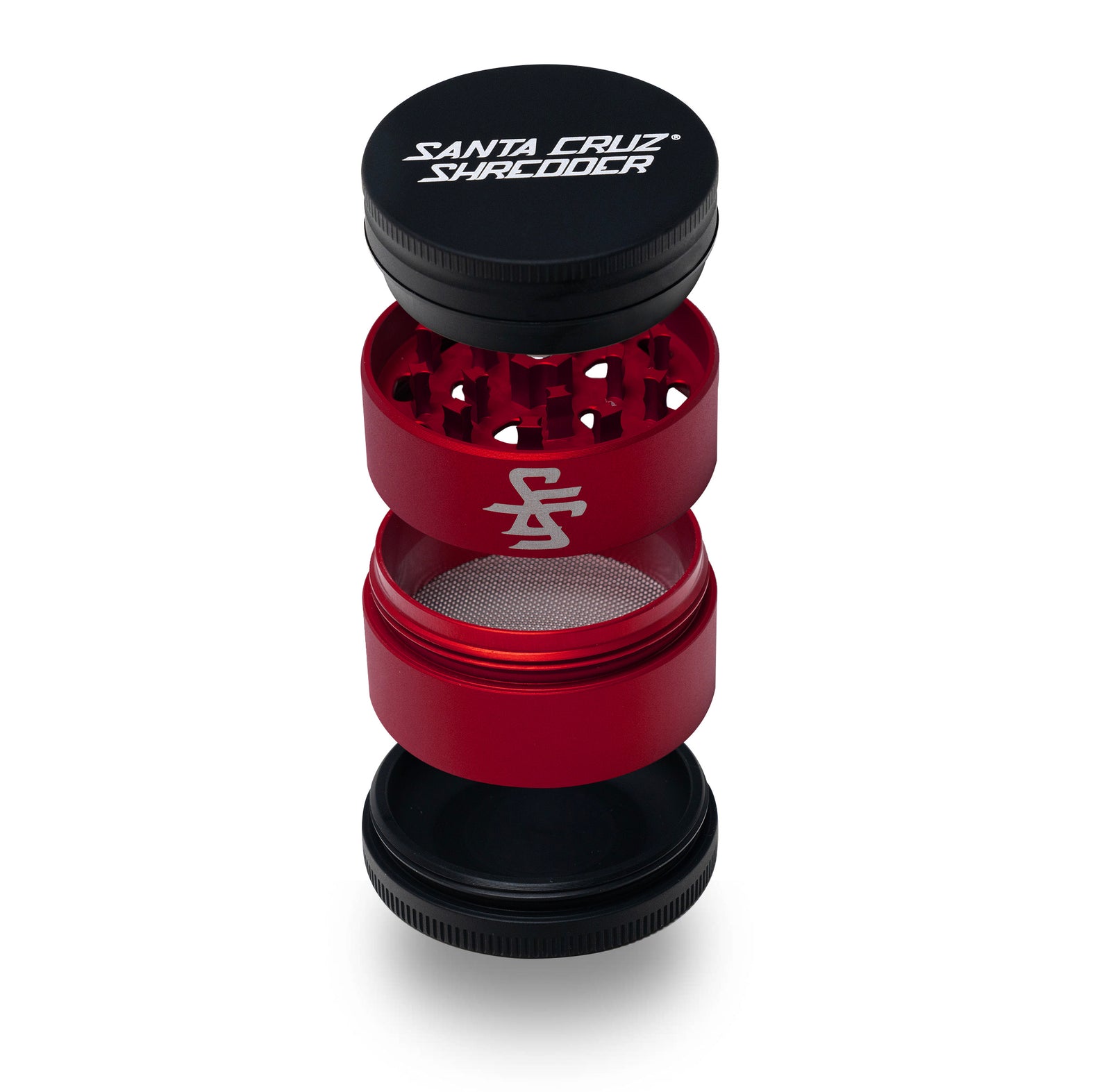 Aluminum 4 Piece SPLIT-SERIES Medium Herb Grinders - Santa Cruz Shredder Retail