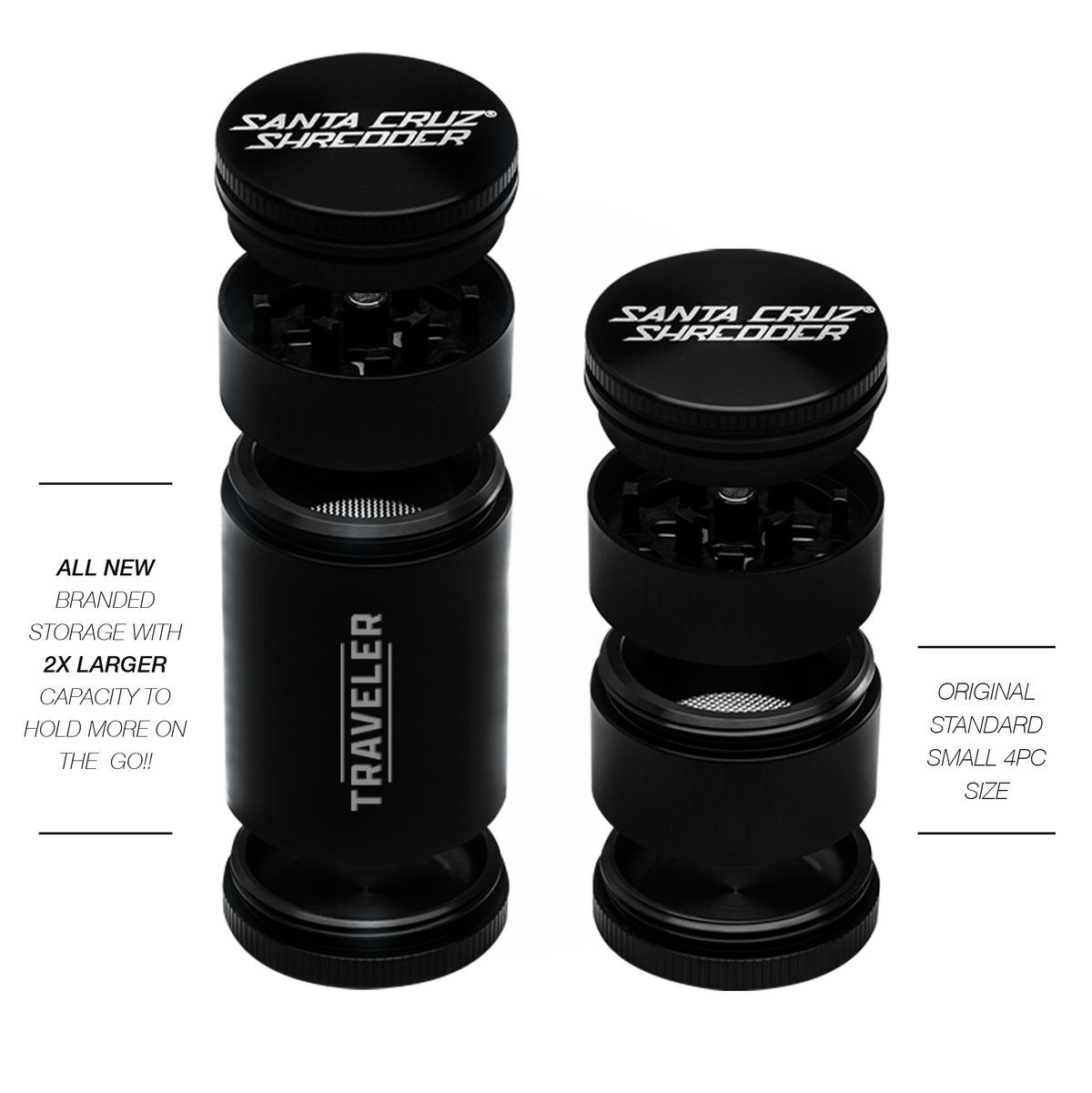Aluminum 4 Piece Small Herb Grinders (TRAVELER) - Santa Cruz Shredder Retail