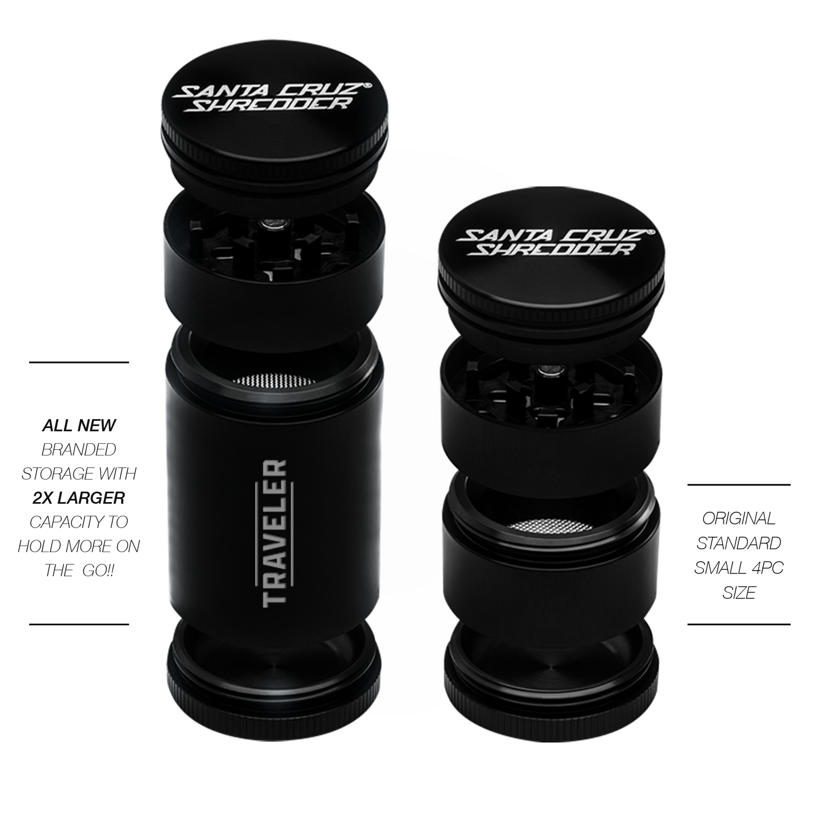 Aluminum 4 Piece Small Herb Grinders (TRAVELER) - Santa Cruz Shredder Retail